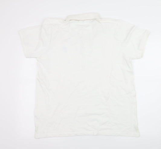 Easy Mens White Jersey Polo Size L