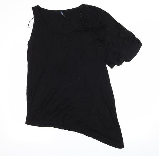 Womens UK Size 14 E-vie Black Basic T-Shirt