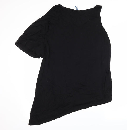 E-vie Womens Black Jersey Basic T-Shirt Size 14