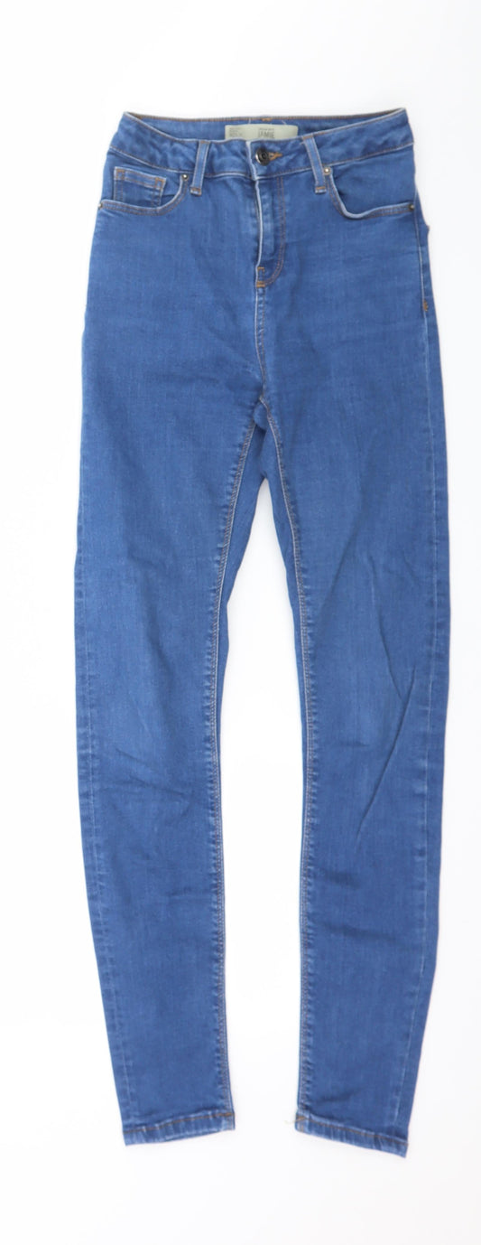 Womens UK Size 25 in Topshop Regular Fit Skinny Blue Jeans