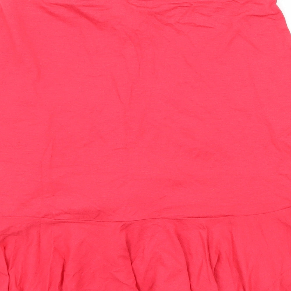 ASOS Womens Pink Jersey A-Line Skirt Size 6 - Frill Detail