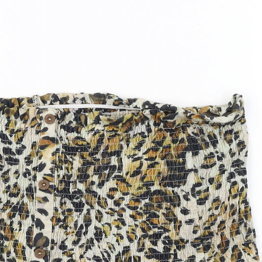George Womens Brown Animal Print Cropped T-Shirt Size 12