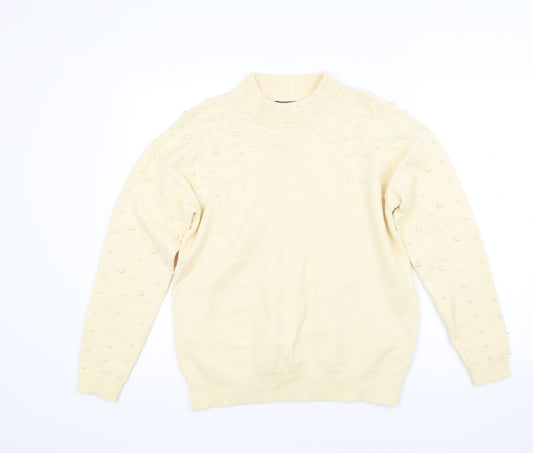 Studio Womens Yellow Knit Pullover Jumper Size 12
