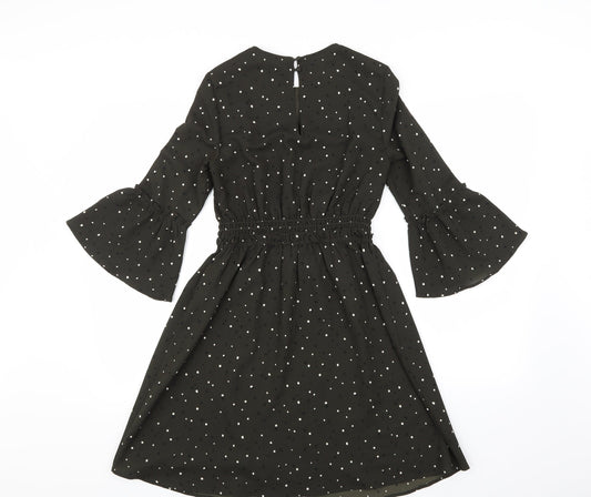 H&M Womens Black Polka Dot A-Line Size 4 -