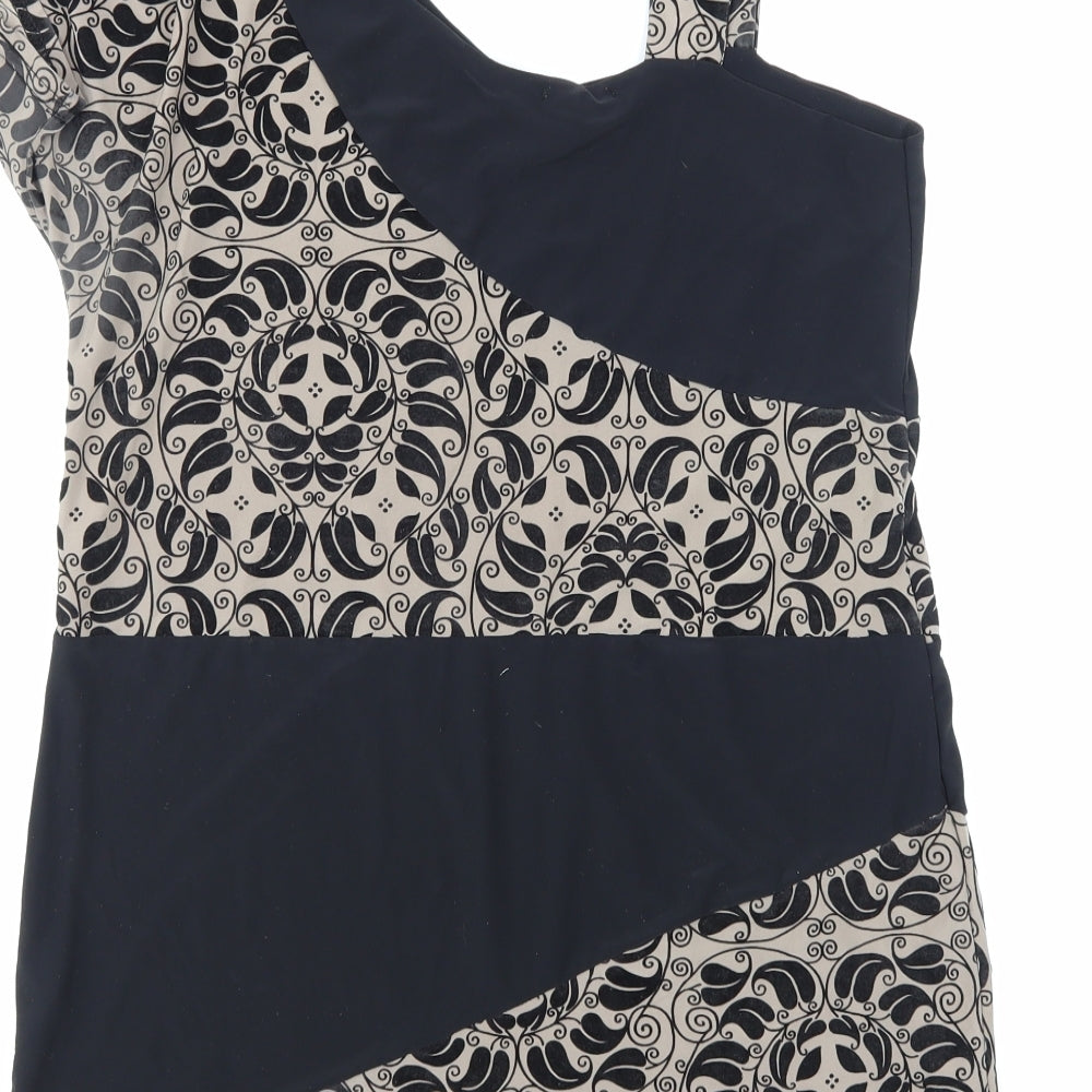 Too True Womens Black Floral Jersey Basic T-Shirt Size L
