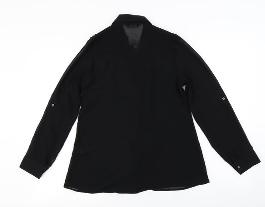 F&F Womens Black Basic Button-Up Size 8