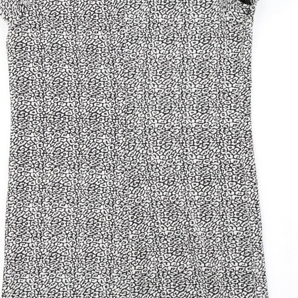 Miss Selfridge Womens White Animal Print A-Line Size 10