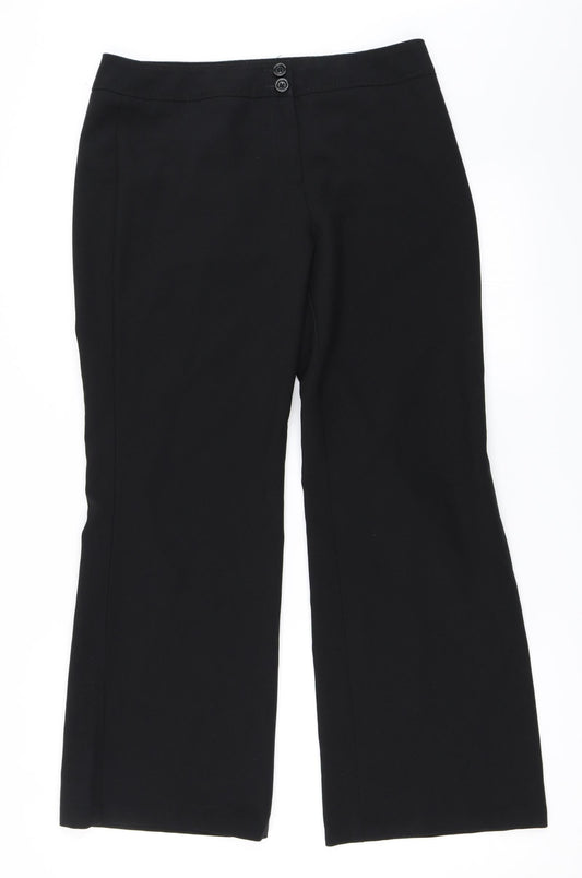 Womens UK Size 12 F&F Regular Fit Black Trousers