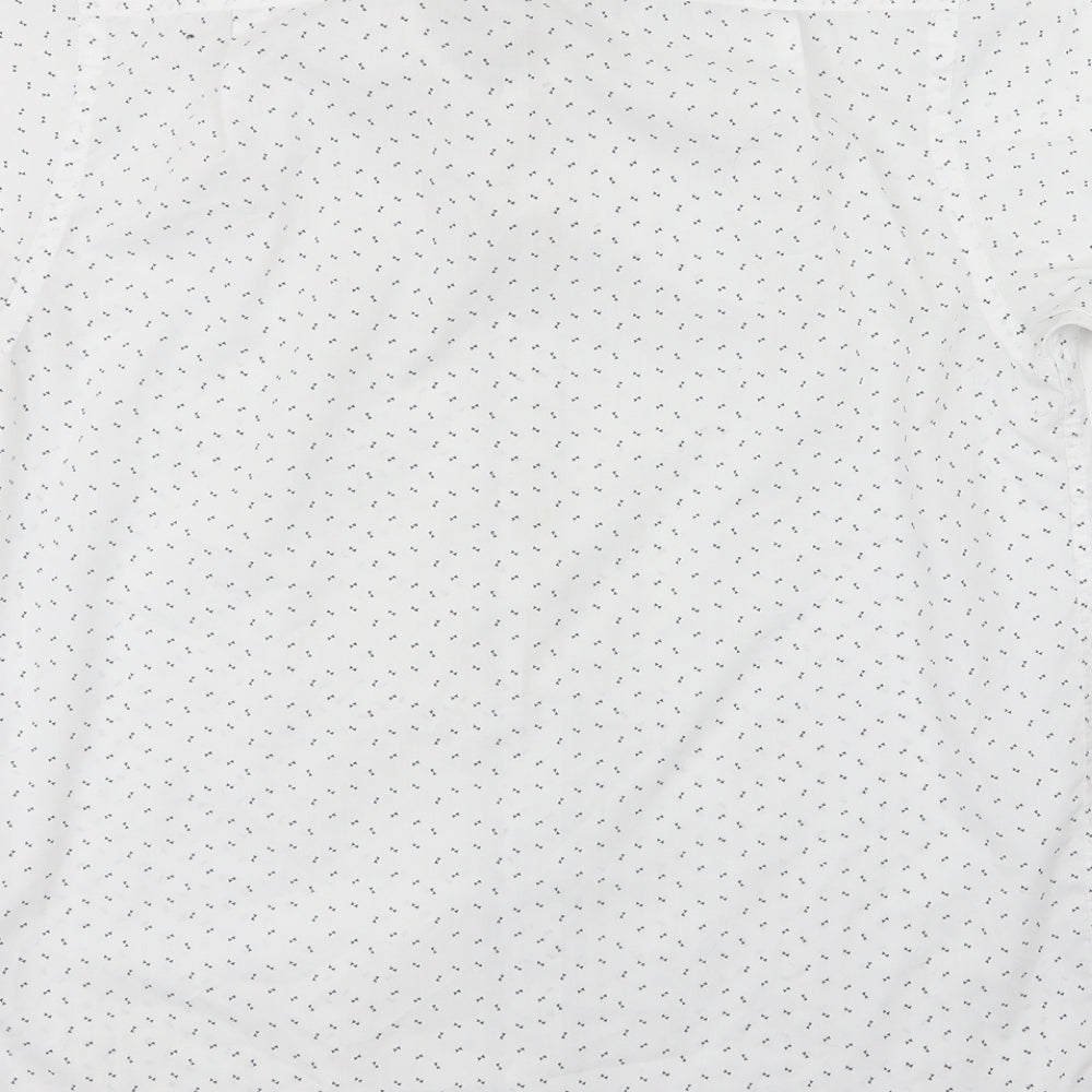 Mens UK Size M Cedar Wood State White Button-Up Short Sleeve Casual Shirt