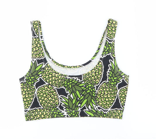 Divided by H&M Womens Green Geometric Cropped T-Shirt Size 6 - Pineapples