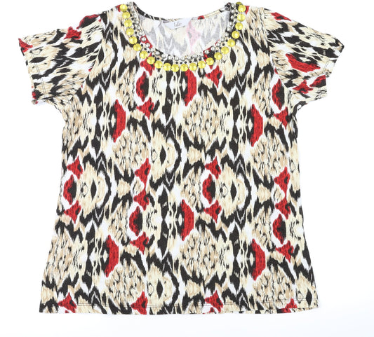 Womens UK Size M Isle Multicoloured Basic T-Shirt