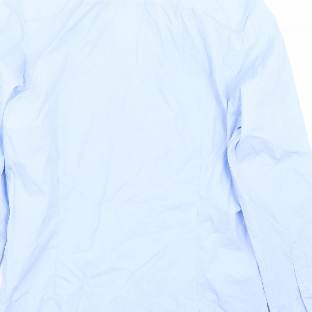 Mens UK Size 15.5 Burton Blue Button-Up Long Sleeve Casual Shirt