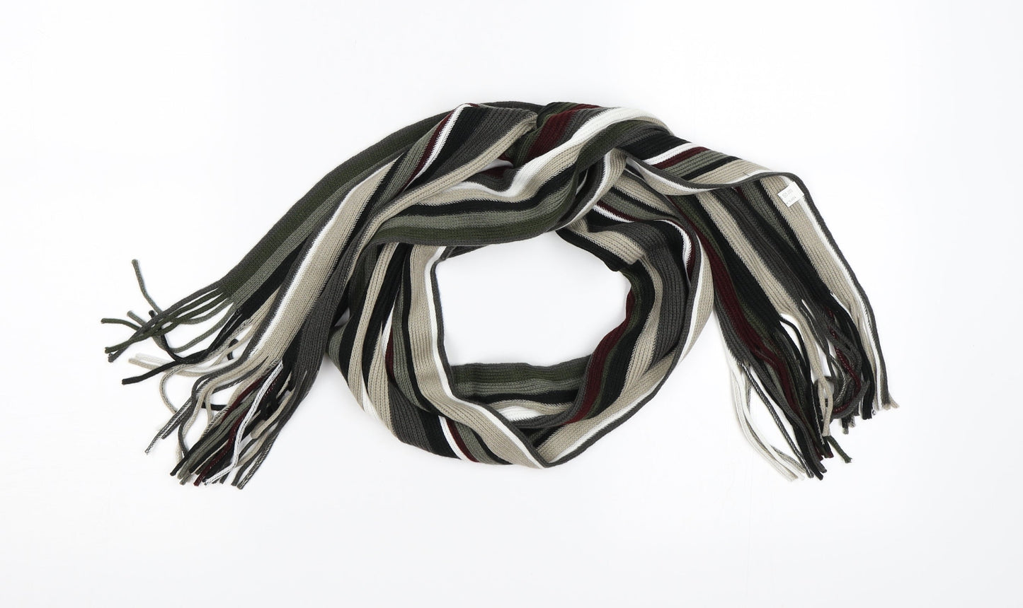 flagstaff Mens Grey Striped Knit Scarf One Size