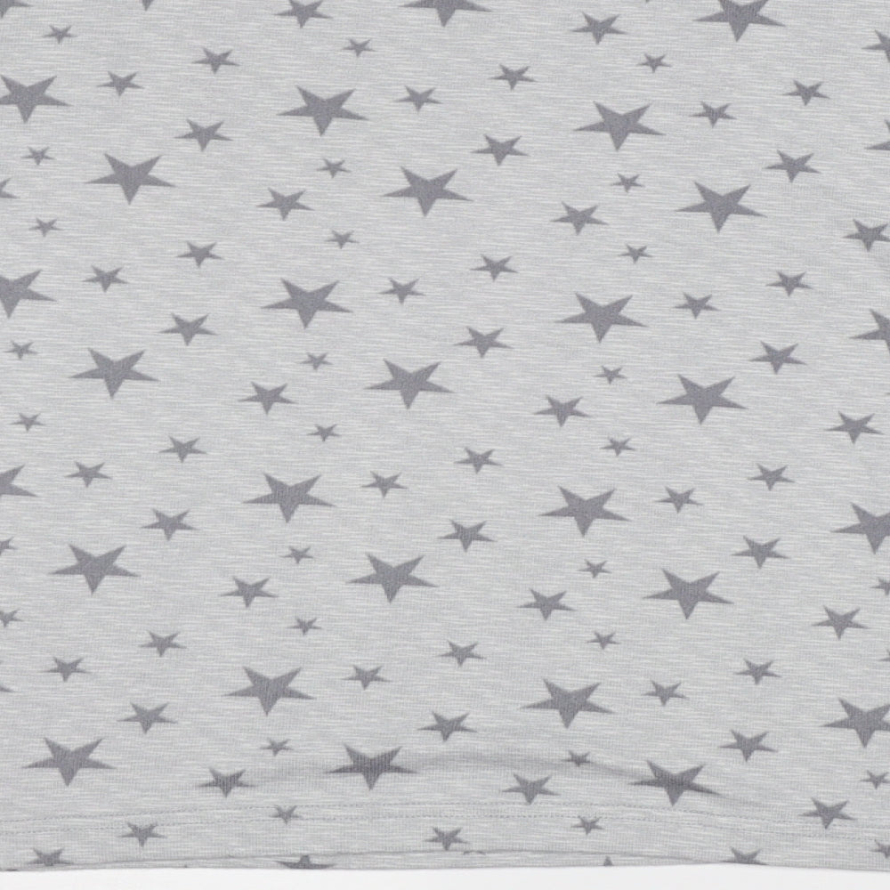 Dorothy Perkins Womens Grey Fleece Top Pyjama Top Size M - Star pattern