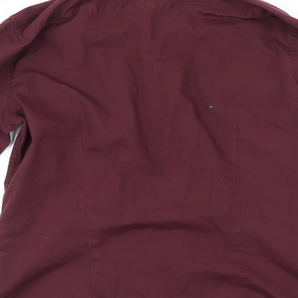 Mens UK Size M H&M Red Button-Up Long Sleeve Casual Shirt