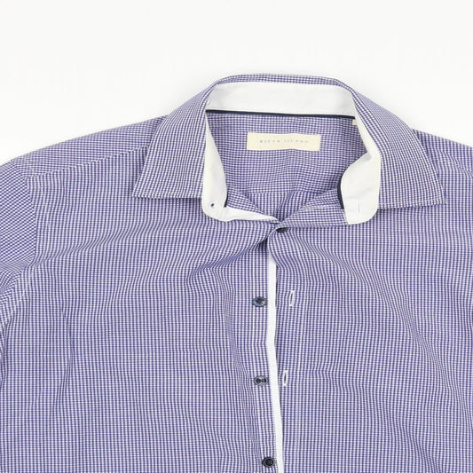 River Island Mens Blue Check Dress Shirt Size M