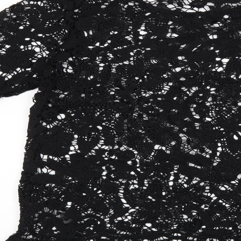 Cellbes Womens Black Floral Tunic Blouse Size 10