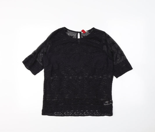 Womens UK Size 12 Falmer Heritage Black Basic T-Shirt
