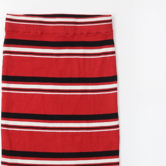 H&M Womens Red Striped  Straight & Pencil Skirt Size XS