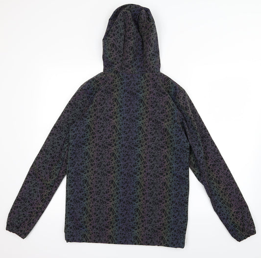 ellesse Womens Black Geometric Windbreaker Coat Size 6