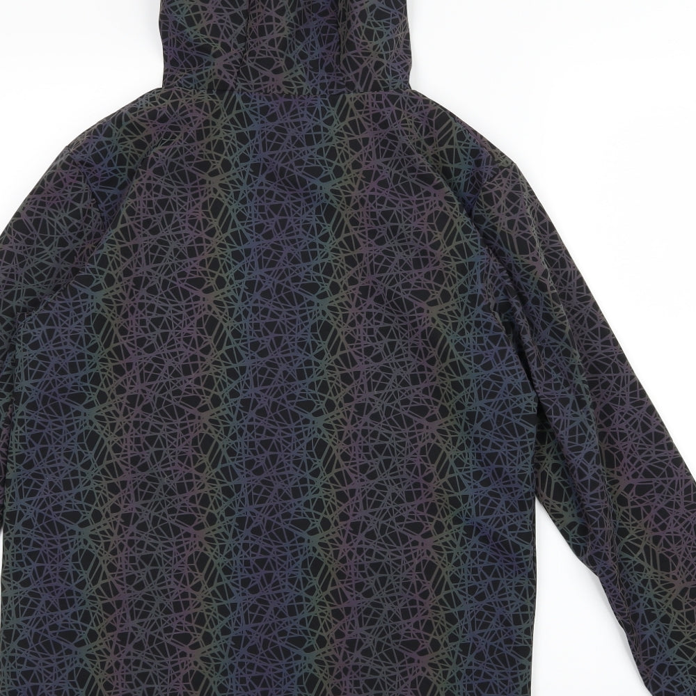 ellesse Womens Black Geometric Windbreaker Coat Size 6