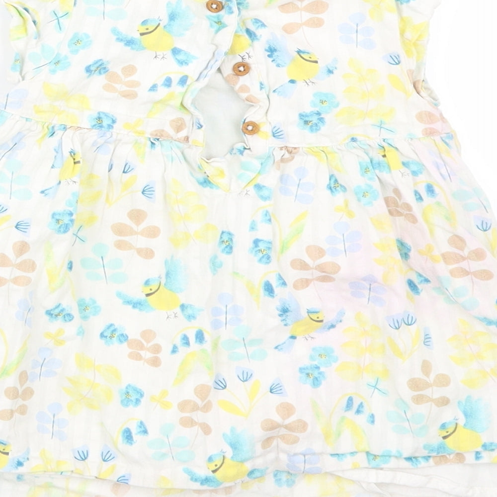Marks and Spencer Girls White Floral A-Line Size 6-9 Months