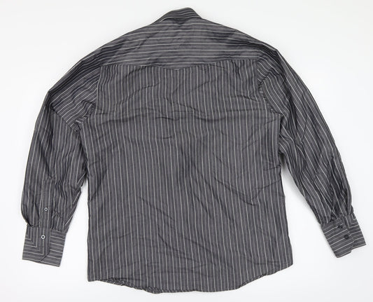 Mens UK Size M For Men Black Button-Up Long Sleeve Casual Shirt