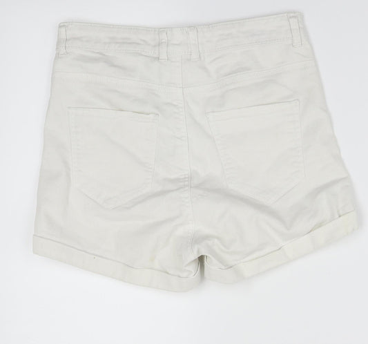 H&M Womens White   Hot Pants Shorts Size 10