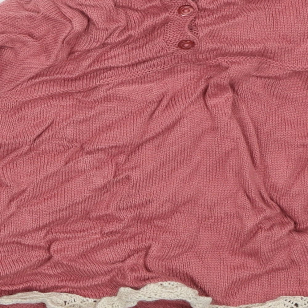 Preworn Girls Pink Pullover Jumper Size 12-18 Months
