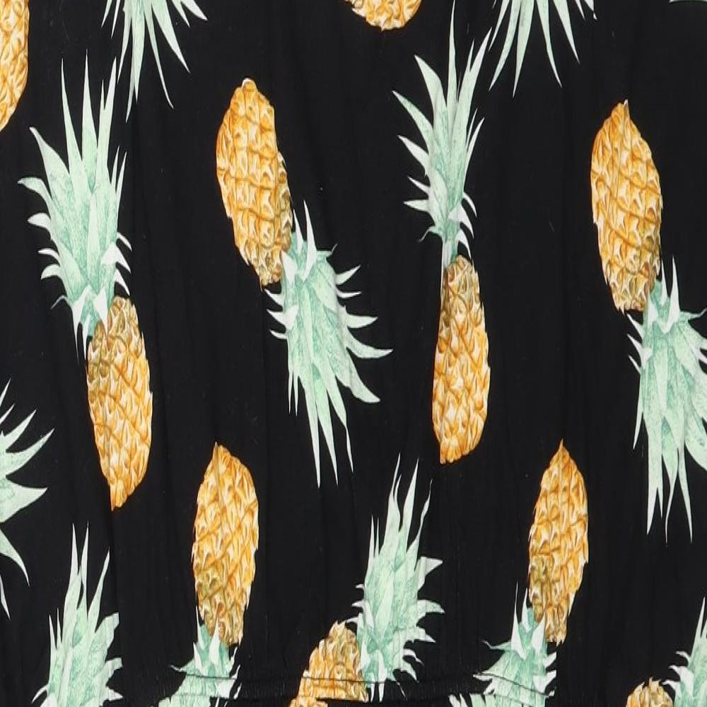 Peacocks Womens Black Fit & Flare - pinapple print