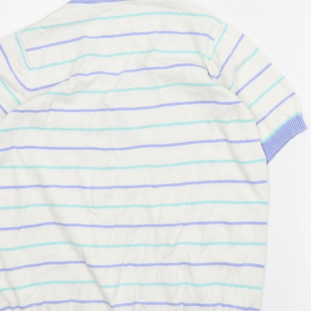 Isle Womens White Striped Basic Blouse Size 14