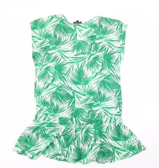 Warehouse Womens Green Batik Woven A-Line Size L -