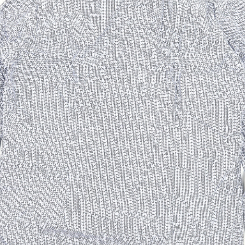 Zara Mens Blue Geometric Button-Up Size S