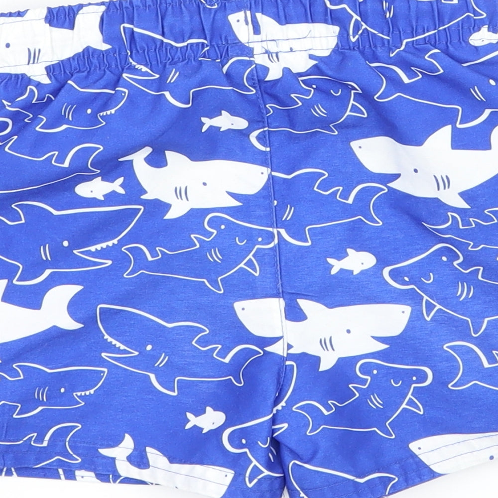 George Womens Blue Geometric Sweat Shorts Size 2 - Sharks