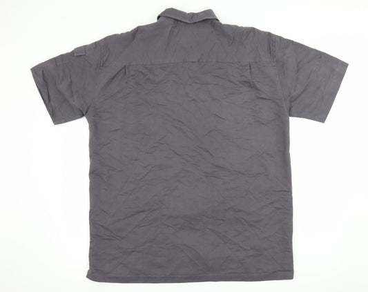 Mens UK Size L Ciro Citterio Grey Button-Up Short Sleeve Casual Shirt