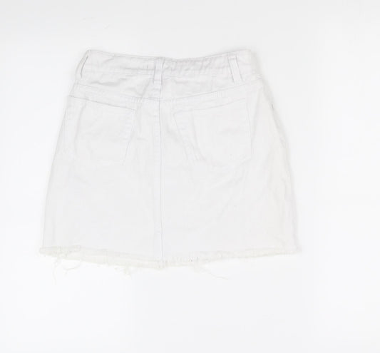 Boohoo Womens White   A-Line Skirt Size 8