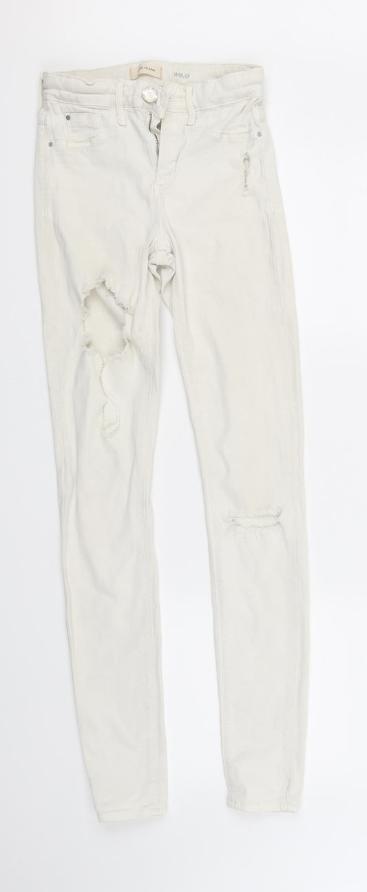 Womens UK Size 6 River Island Regular Fit Skinny White Jeans