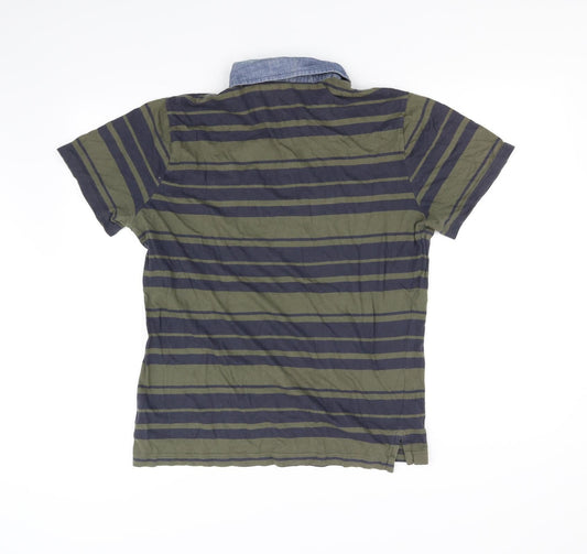 Gap Mens Green Striped Polo Size M