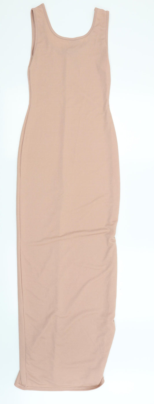 Boohoo Womens Beige Pencil Dress Size 8