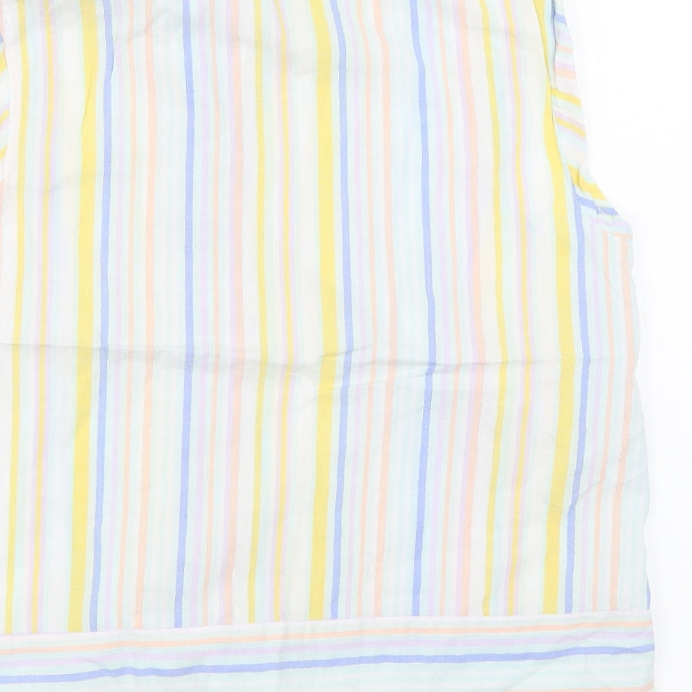 TU Womens Yellow Striped Basic Button-Up Size 12