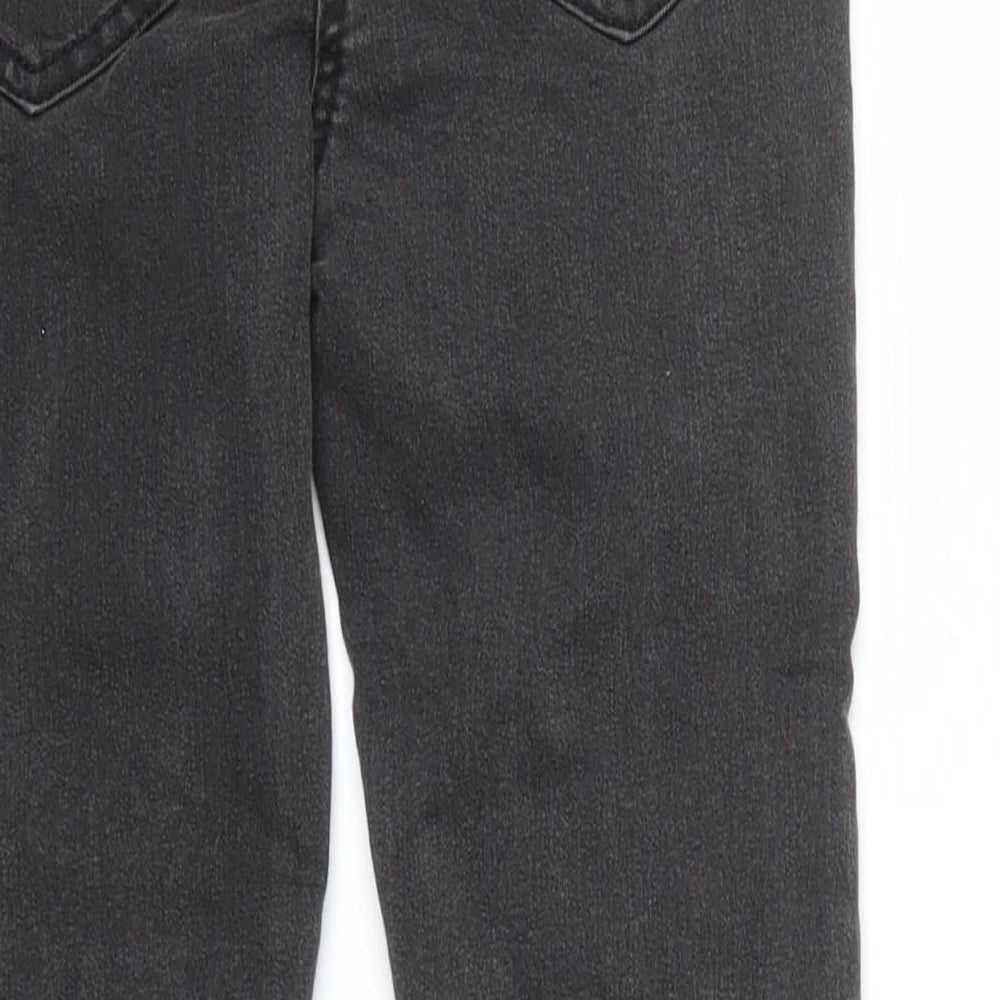 George Girls Grey Denim Skinny Jeans Size 7 Years - Zip on front, pockets on back
