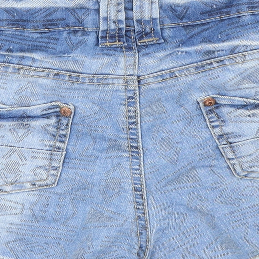 denim Co Womens Blue Geometric Denim Hot Pants Shorts Size 6