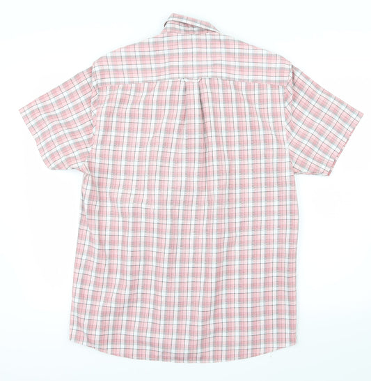 Mens UK Size M Easy Pink Button-Up Short Sleeve Casual Shirt
