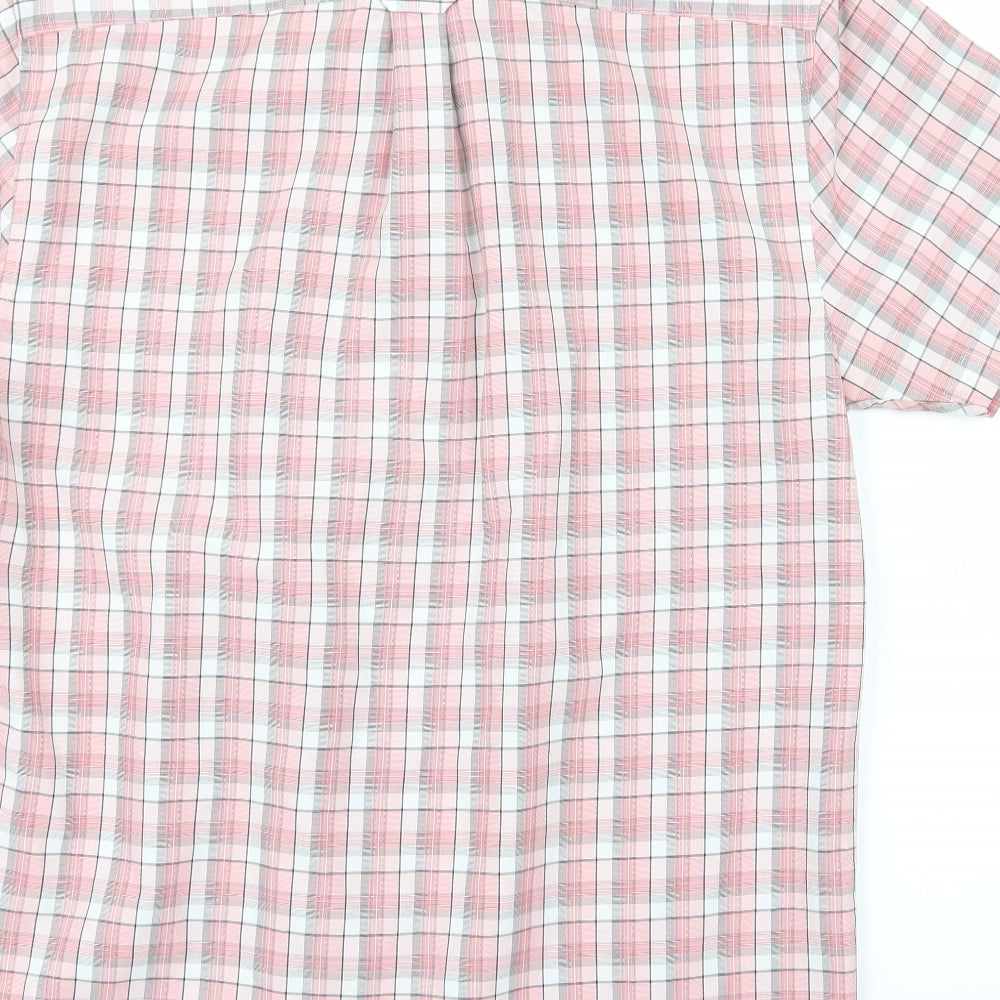 Mens UK Size M Easy Pink Button-Up Short Sleeve Casual Shirt