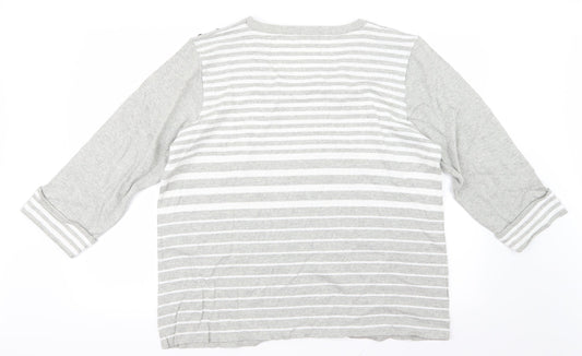 Afibel Womens Grey Striped Knit Pullover Jumper Size 24