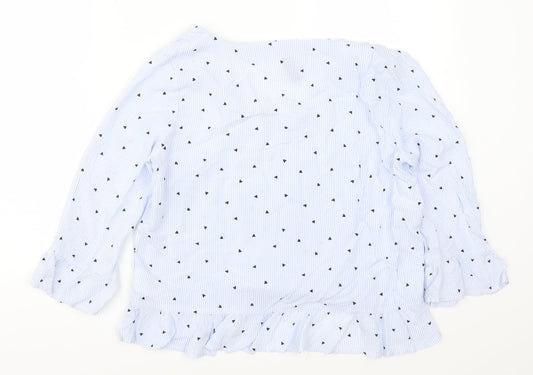 H&M Womens Blue Striped Basic Blouse Size 10 - Love Hearts