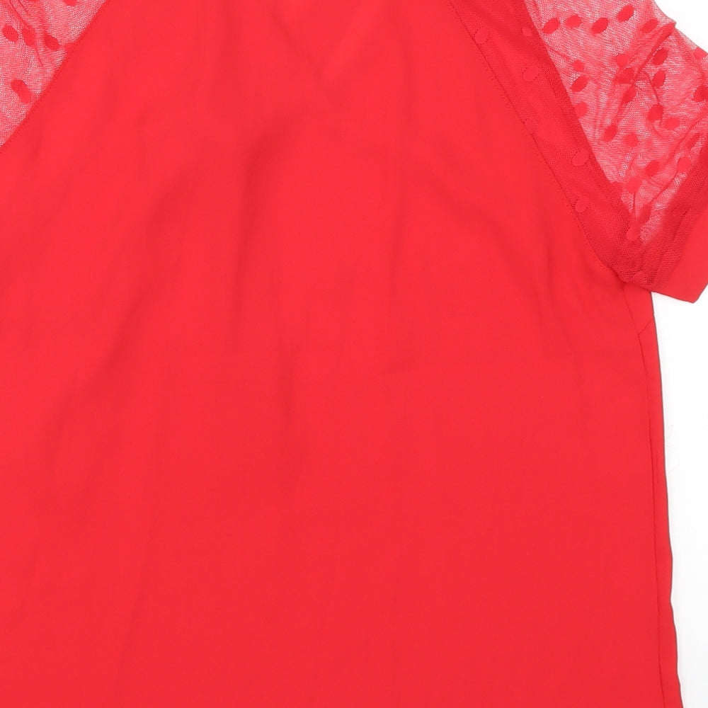 SheIn Womens Red Polka Dot Basic Blouse Size S