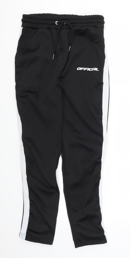 Womens UK Size S Boohoo Regular Fit Sweatpants Black Trousers
