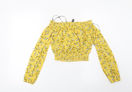 Womens UK Size XS H&M Yellow Basic Blouse