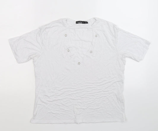 Womens UK Size 10 Boohoo White Basic T-Shirt